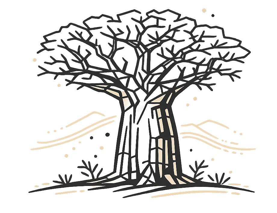 Geometric baobab tree representing Roux Africa